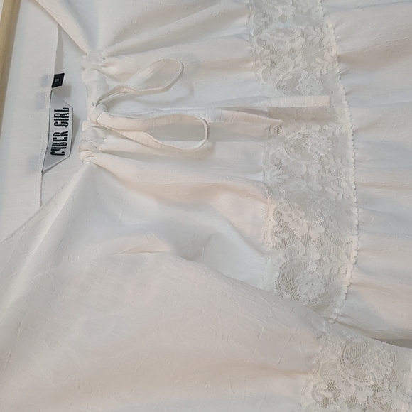 Vintage Y2K Cyber Girl lace and Crepe peasant top hippie boho festival - Picture 5 of 7